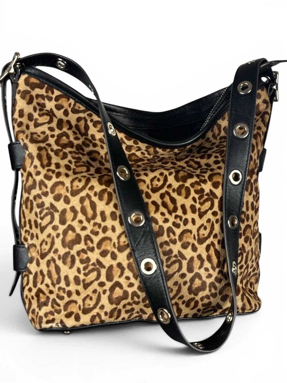 Aimee Kestenberg Buckle Up Leopard Calf Hair Leather Hobo Shoulder Bag